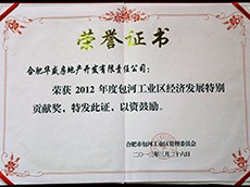 2012年度包河工业区经济发展特别贡献奖